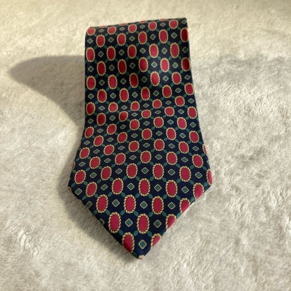 Dior Monsieur Mens All Silk Blue with Pink Wreaths Necktie